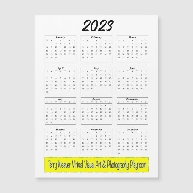 Carte Magnétique Calendrier mensuel de base 2023 avec logo horizont (Devant)