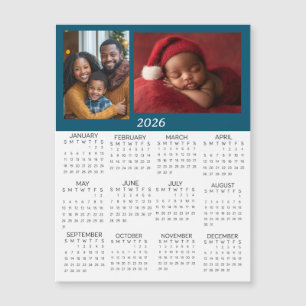 Carte Magnétique Calendrier mini personnalisé 2026 avec photos