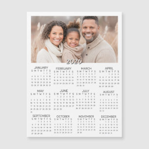 Carte Magnétique Calendrier mini personnalisé 2026 avec photos