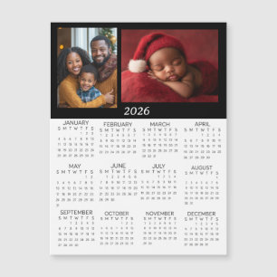 Carte Magnétique Calendrier mini personnalisé 2026 avec photos