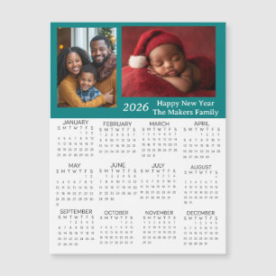 Carte Magnétique Calendrier mini personnalisé avec photos 2026