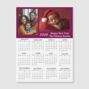 Carte Magnétique Calendrier mini personnalisé avec photos 2026