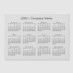 Carte Magnétique Calendrier Modern Grey 2020 avec nom de l'entrepri