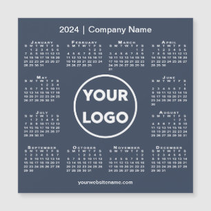 Carte Magnétique Calendrier moderne 2024 Entreprise Logo Marine Mag