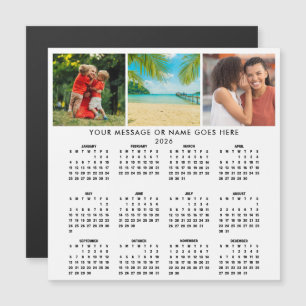 Carte Magnétique Calendrier personnalisé 2026 3 photos en collage M