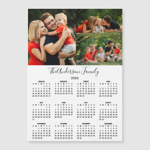 Carte Magnétique Calendrier personnalisé 2026 avec 3 photos en coll
