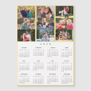 Carte Magnétique Calendrier personnalisé 2026 en collage de 9 photo