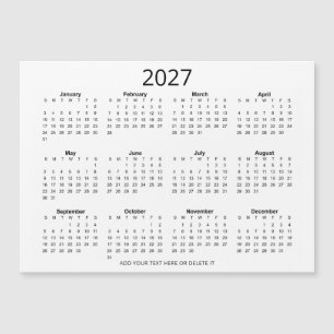 Carte Magnétique Calendrier personnalisé noir et blanc 2027 avec vo