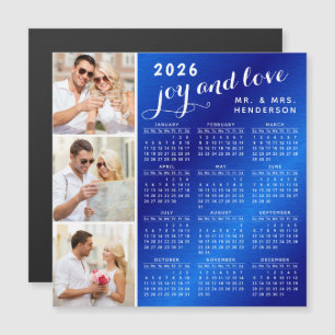 Carte Magnétique Calendrier photo 2025 Réfrigérateur Aimant bleu et