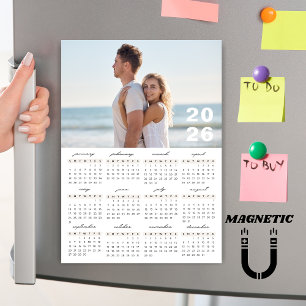 Carte Magnétique Calendrier photo aimanté simple minimaliste 2026