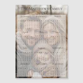 Carte Magnétique Calendrier photo classique 2026 Font Fête