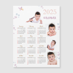 Carte Magnétique Calendrier Photo de la Première Année de Bébé 2025