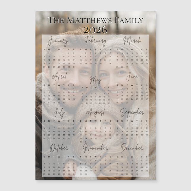 Carte Magnétique Calendrier photo de Noël 2026 (Devant)