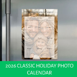 Carte Magnétique Calendrier photo des fêtes classiques 2026