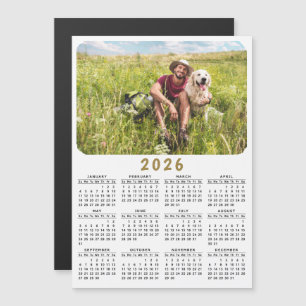Carte Magnétique Calendrier photo magnétique moderne 2026 noir blan