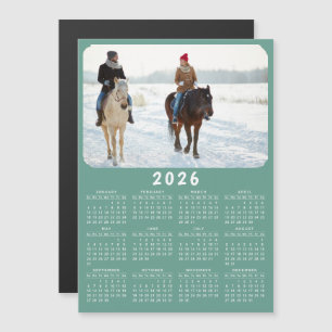 Carte Magnétique Calendrier photo magnétique moderne 2026 Turquoise