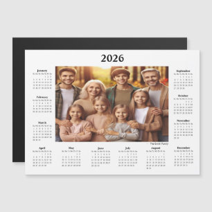Carte Magnétique Calendrier photo personnalisé 2026 aimanté