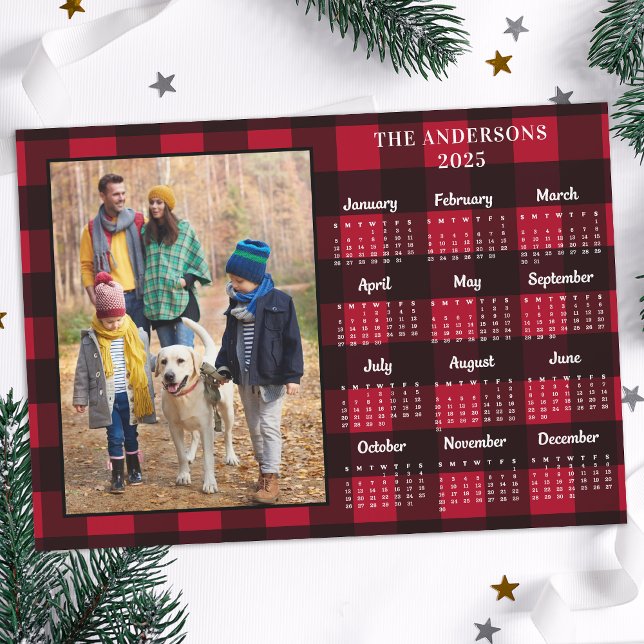Carte Magnétique Calendrier photo personnalisé 2026 Red Buffalo Pla (Créateur téléchargé)
