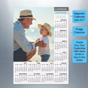 Carte Magnétique Calendrier photo réfrigérateur 2026 / Famille