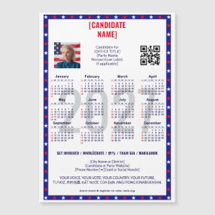 Carte Magnétique Calendrier QR Code Élection Politique Patriotique 