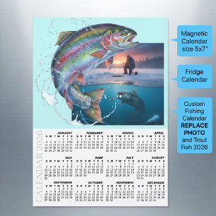 Carte Magnétique Calendrier réfrigérateur de pêche personnalisé 202