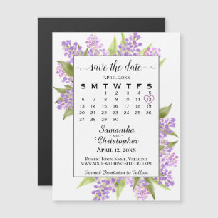 Carte Magnétique Calendrier Rustique Boho Lilacs Enregistrer la dat