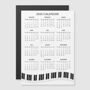 Carte Magnétique Calendrier simple 2026 avec touches de piano Aim