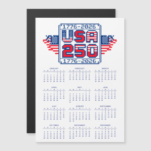 Carte Magnétique Calendrier USA 250 – 1776 à 2026 Pixel Art
