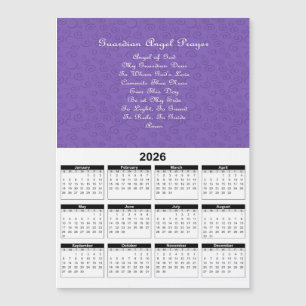 Carte Magnétique Calendrier violet 2026 de prière d'ange gardien