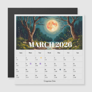 Carte Magnétique Calendrier Zodiacal des Phases Lunaires sur 13 Moi