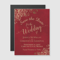 Calligraphie d'or Mariage rouge Enregistrer l'aima