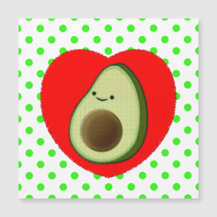 Carte Magnétique Caricature De L'Avocado Mignonne Dans Le Coeur Rou