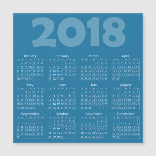 Carte magnétique carrée de calendrier du bleu 2018