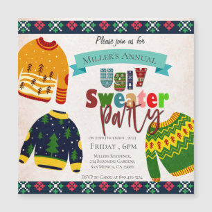 Carte Magnétique Carton d'invitation à une soirée de Noël avec moti