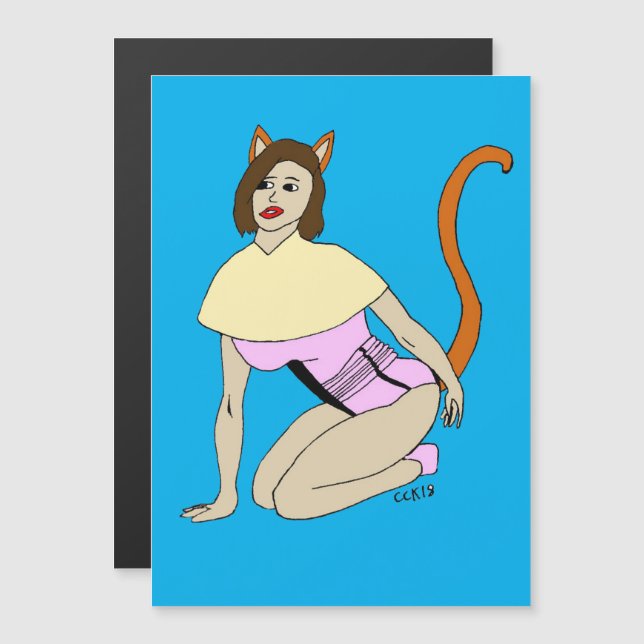 Carte Magnétique catgirl (Devant / Derrière)