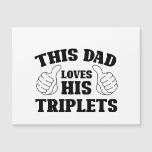Carte Magnétique Ce papa aime ses triplés - Cadeau pour papa avec T