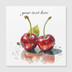 Carte Magnétique Cerises amoureuses en Aquarelle, sur mesure