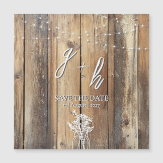 Carte Magnétique Chaîne de bois rustique Lumières Mason Jar Enregis