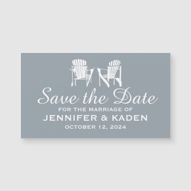 Carte Magnétique Chaises Adirondack SILVER GRAY | Save the date (Devant)