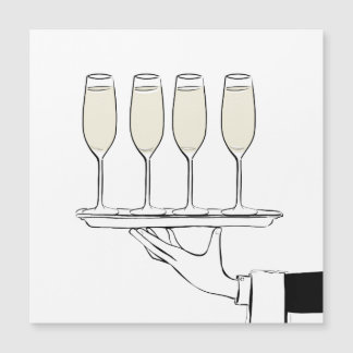 Carte Magnétique Champagne sur un plateau