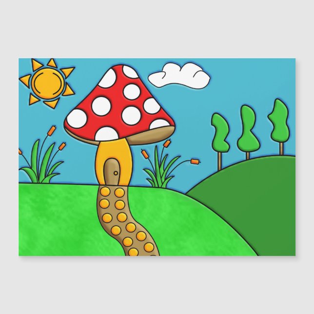 Carte Magnétique champignon rouge mignon (Devant)
