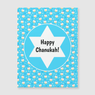 Carte Magnétique Chanukah Jelly Doughnut Etoiles juives Snowflakes