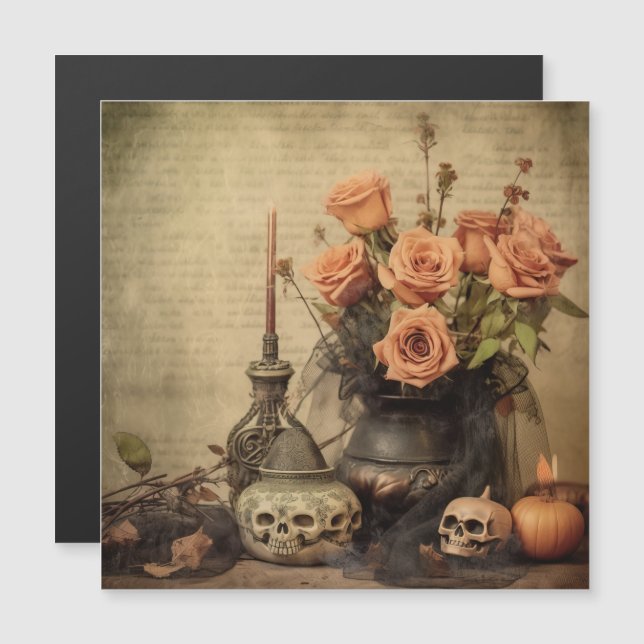 Carte Magnétique Chariot Halloween vintage (4) (Devant / Derrière)