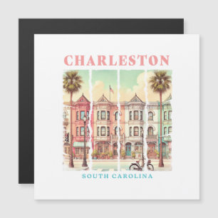 Carte Magnétique Charleston, Caroline du Sud - Rue King Vintage