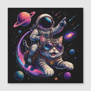 Carte Magnétique Chat astronaute chevauchant à travers l'espace