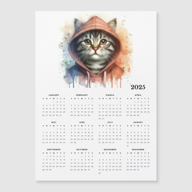 Carte Magnétique Chat d'aquarelle en Sweat - shirt à capuche Splash (Devant)