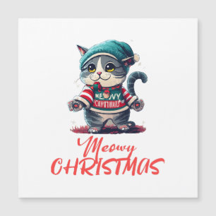 Carte Magnétique Chat de Noël