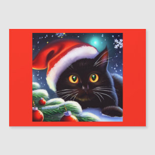 Carte Magnétique Chat de Noël 1