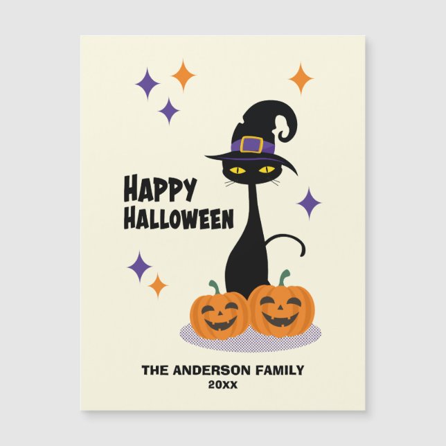 Carte Magnétique Chat d'Halloween atomique du milieu du siècle (Devant)