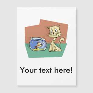 Carte Magnétique Chat et cuvette de poisson